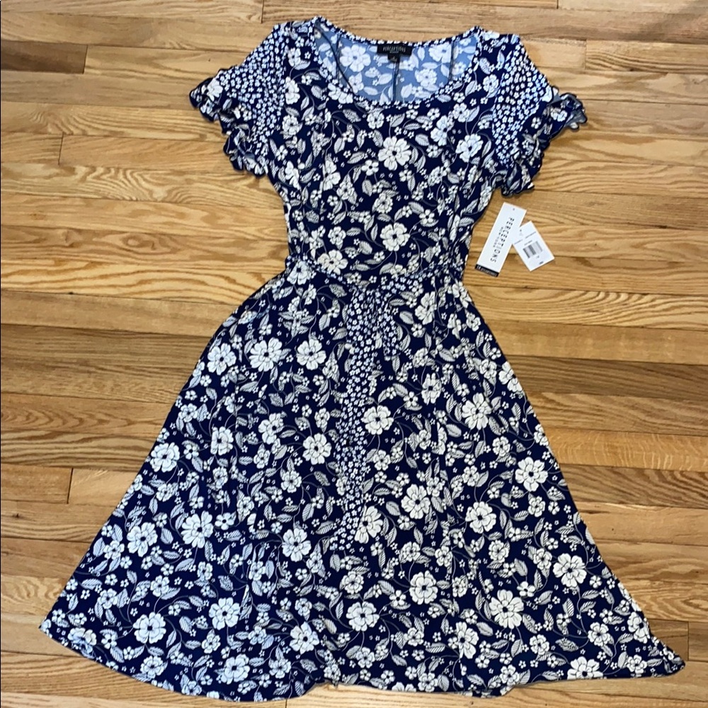 Blue & white floral dress 1X by Perceptions New York